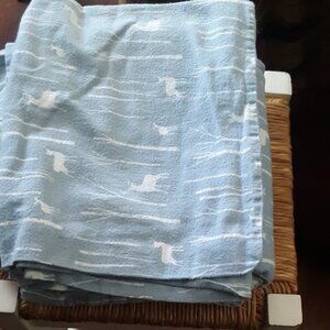 VINTAGE Eddie Bauer Queen Light Blue Flannel Sheet Set. EUC